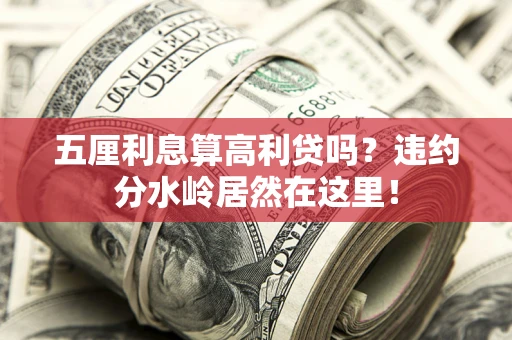 武汉五厘利息算高利贷吗？违约分水岭居然在这里！